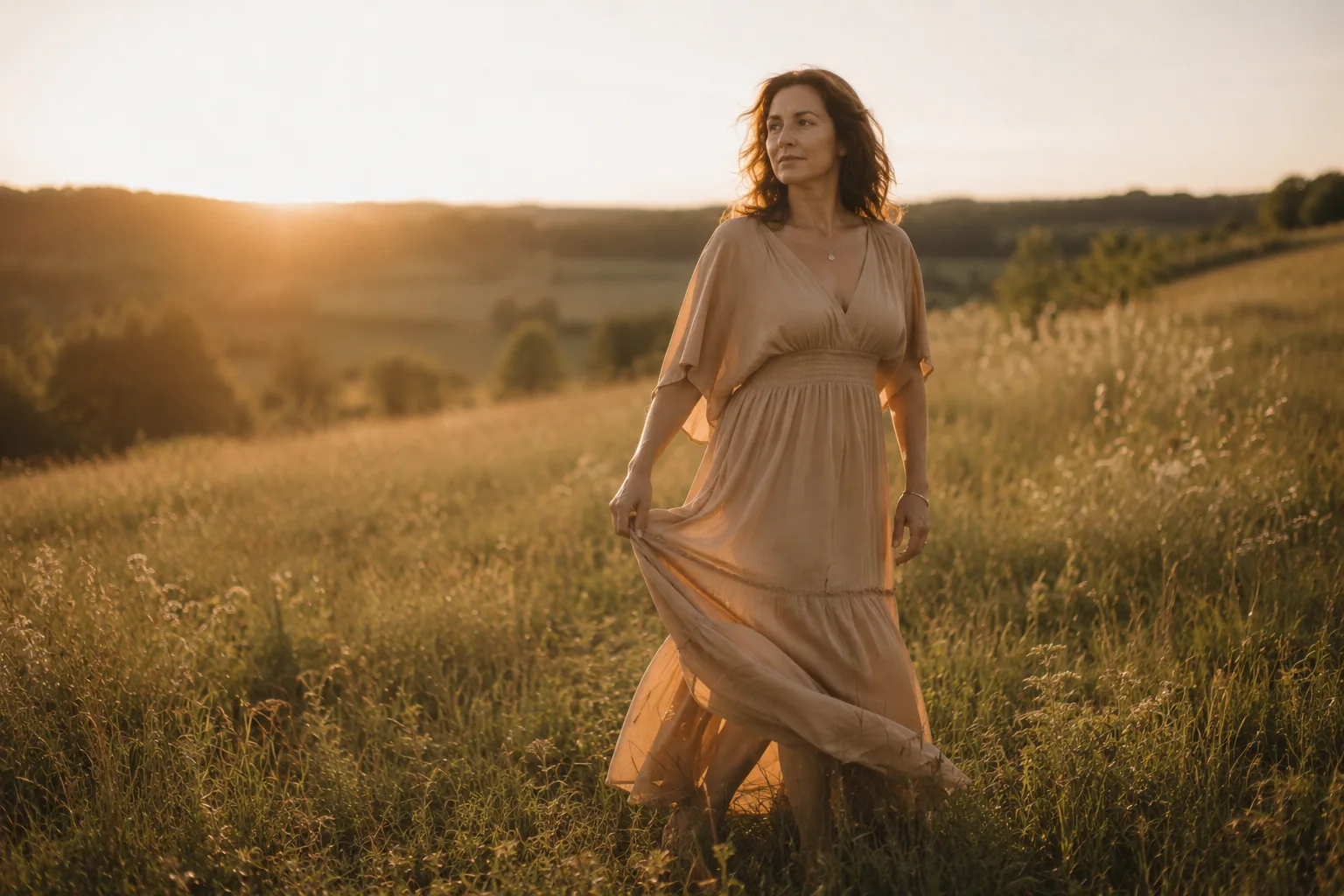 Lena beim Love-Yourself-Shooting in der Natur — im goldenen Abendlicht